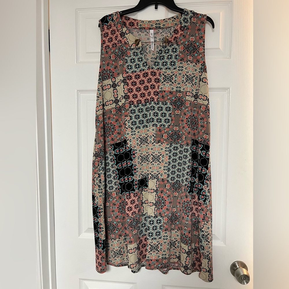 NY Collection Multicolor Patchwork Midi Dress